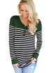 Sexy Green Color Block Striped Bodice Top